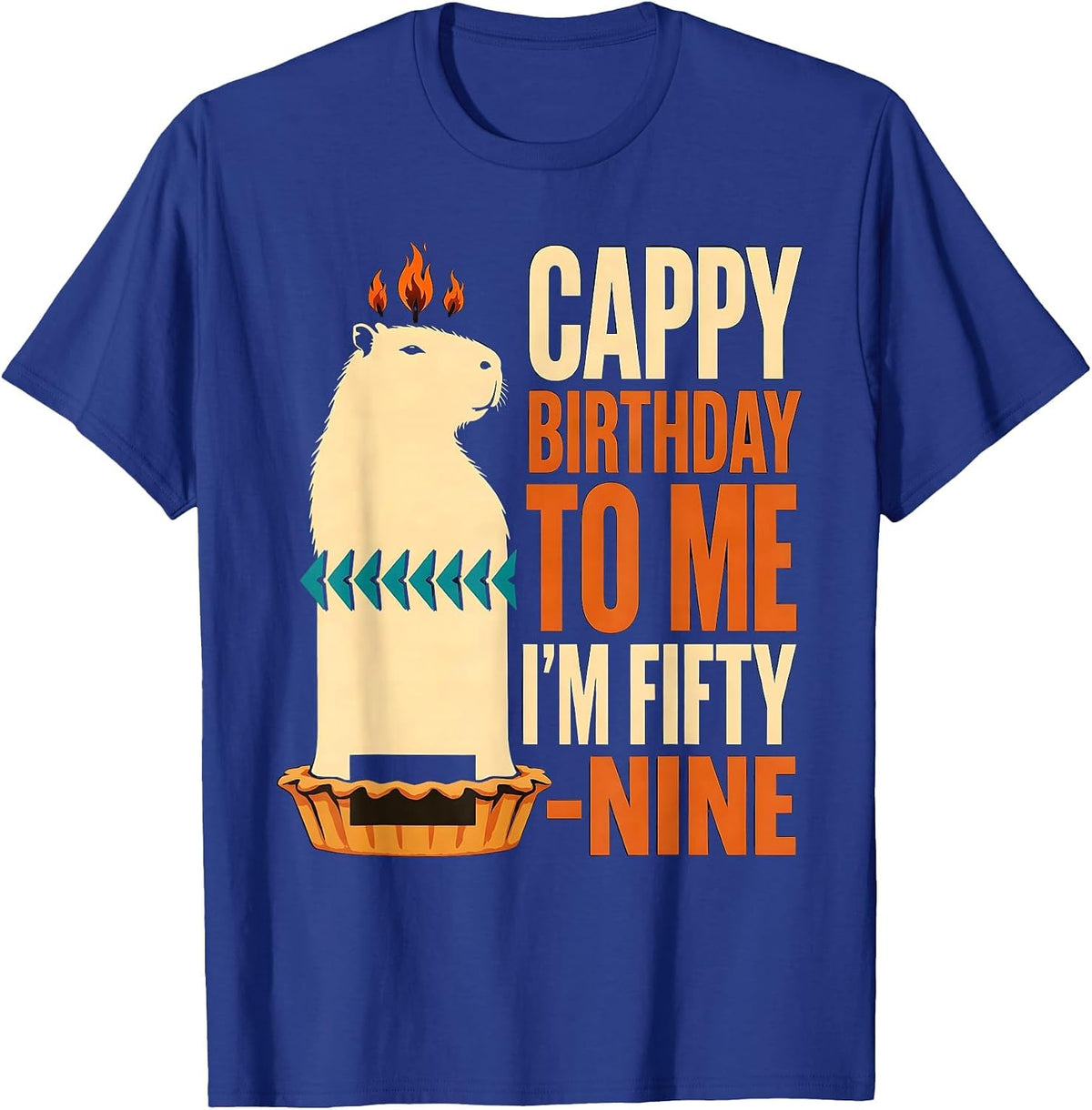Men's Cappy Birthday To Me I'm Fifty-Nine Cute Kawaii Capybara T-Shirt - Royal Blue