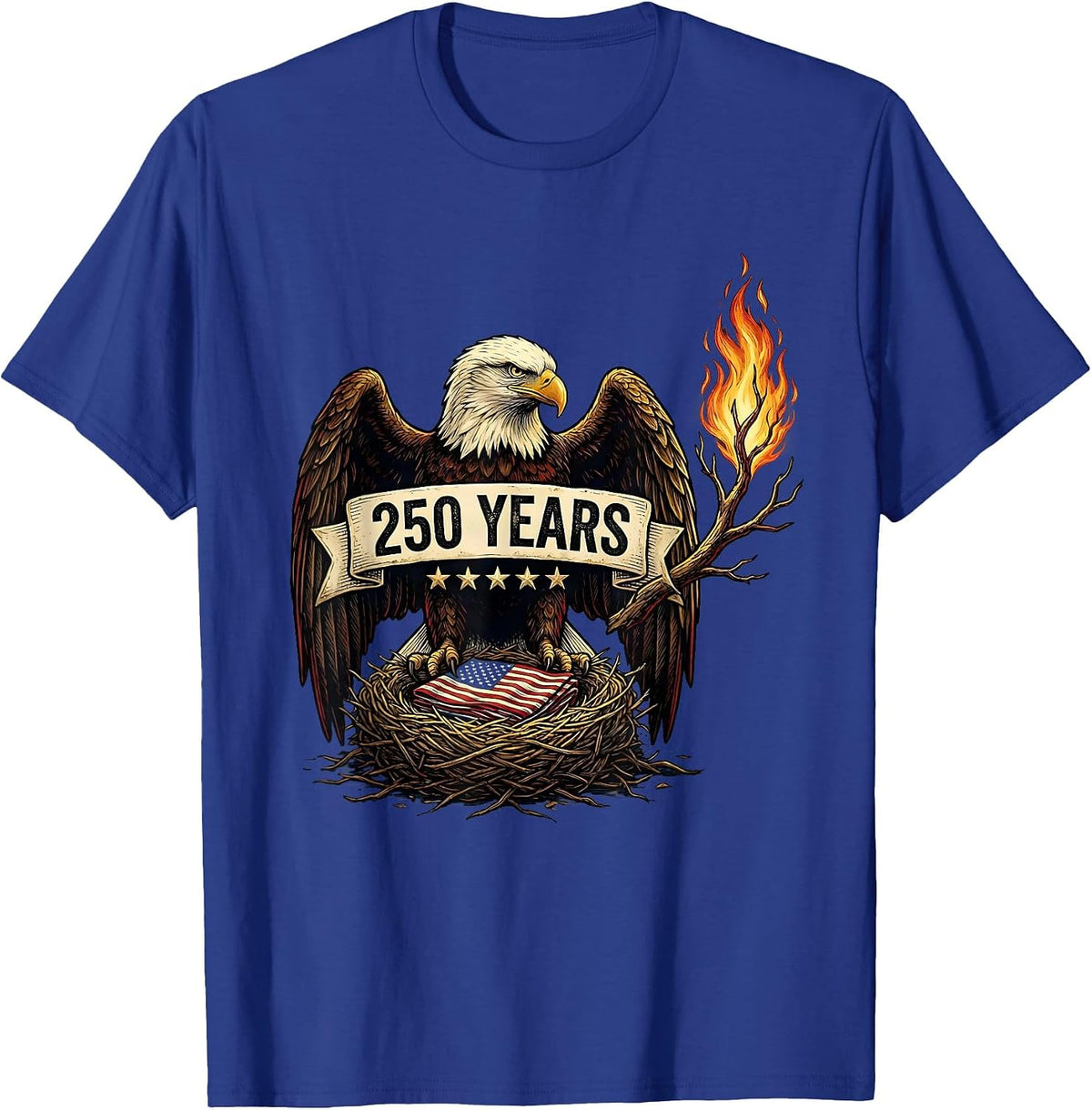 Men's 250 YEARS Patriotic Eagle and Flag 250th Anniversary USA 4th T-Shirt - Royal Blue