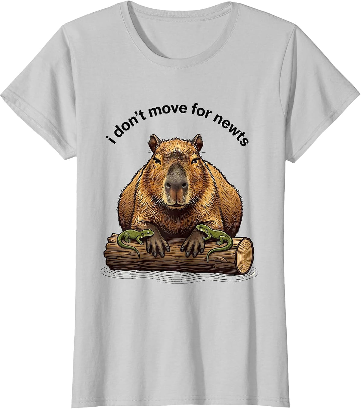 Women's i Dont Move For Newts Funny Capybara Animal Humor T-Shirt - Silver Grey