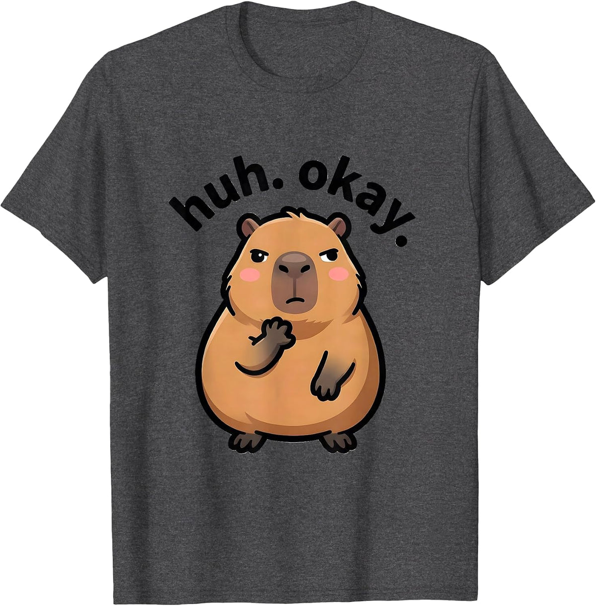 Men's huh. okay. Kawaii Capybara Cartoon Anime Meme Humor T-Shirt - Dark Heather Grey