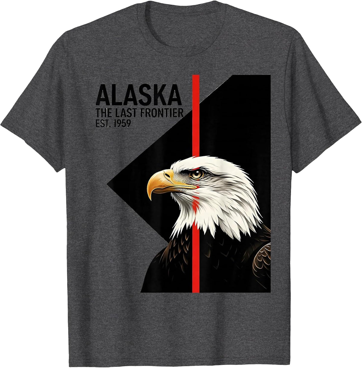 Men's Alaska The Last Frontier Est. 1959 Bald Eagle Vintage T-Shirt - Dark Heather Grey