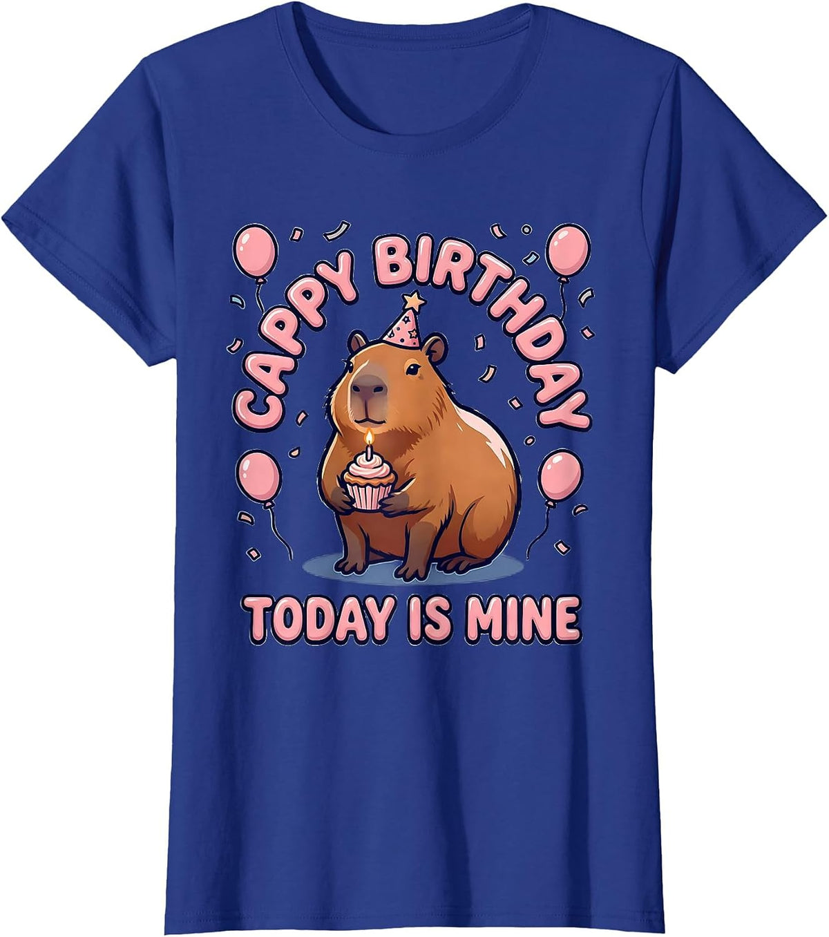Women's Cappy Birthday Today Is Mine Kawaii Capybara Kids Party T-Shirt - Royal Blue