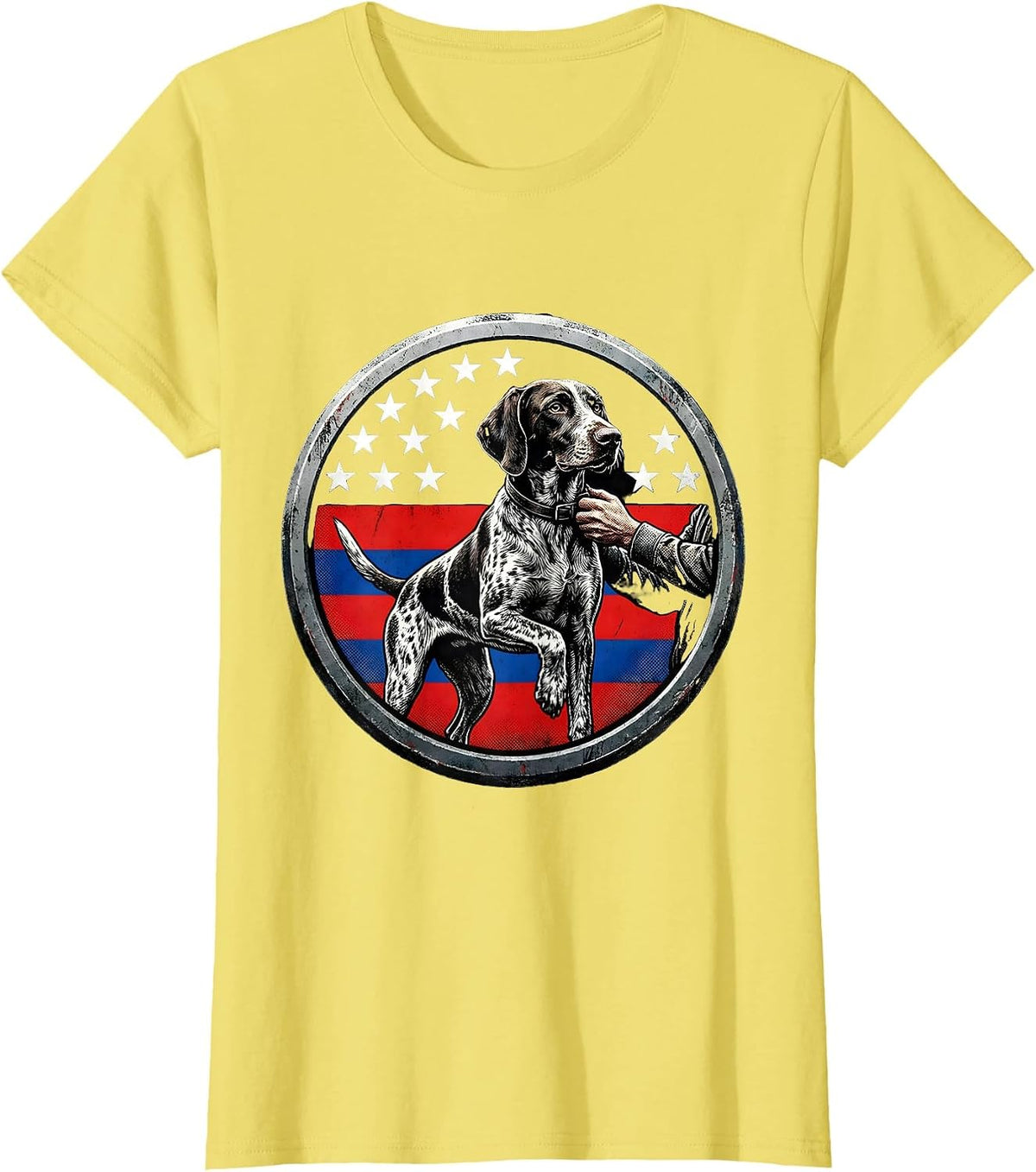 German Shorthaired Pointer Patriotic Dog Lover Shield T-Shirt - Lemon Yellow