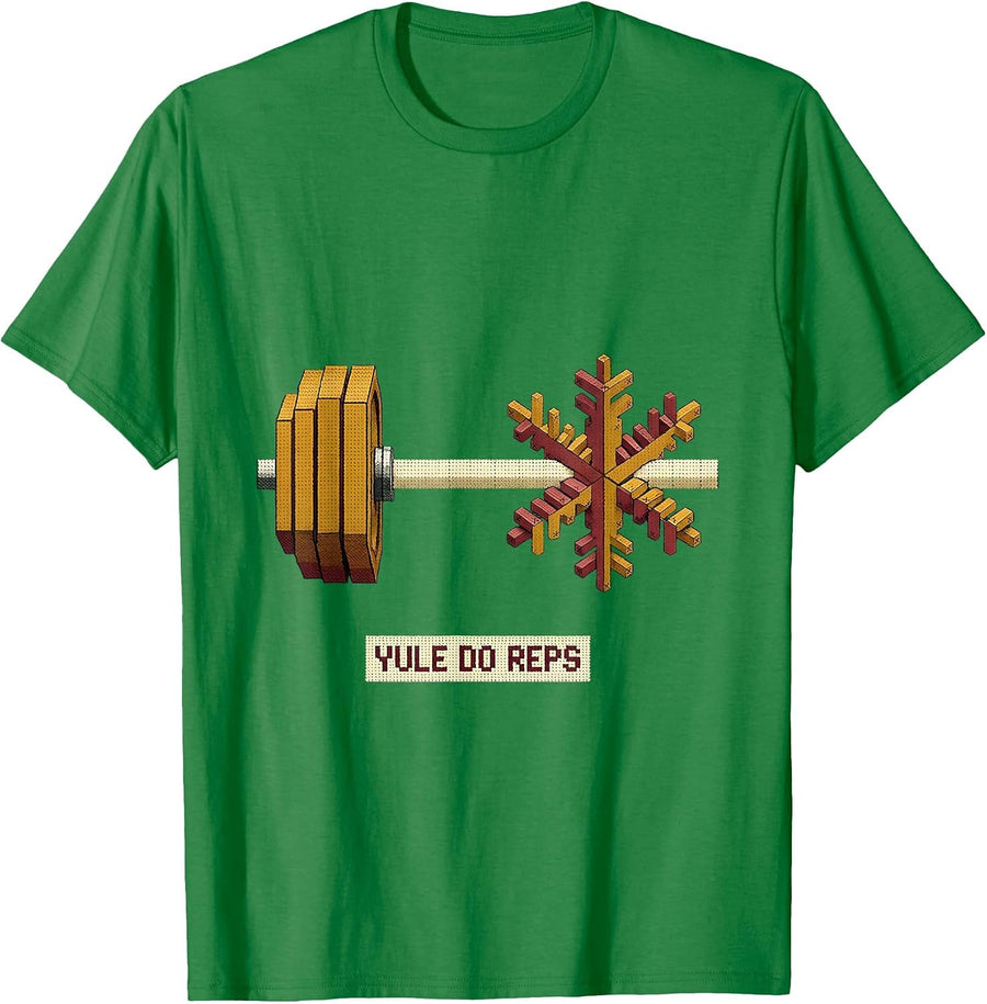 Men's Yule Do Reps Funny Christmas Gym Weightlifting Workout Humor T-Shirt - Kelly Green