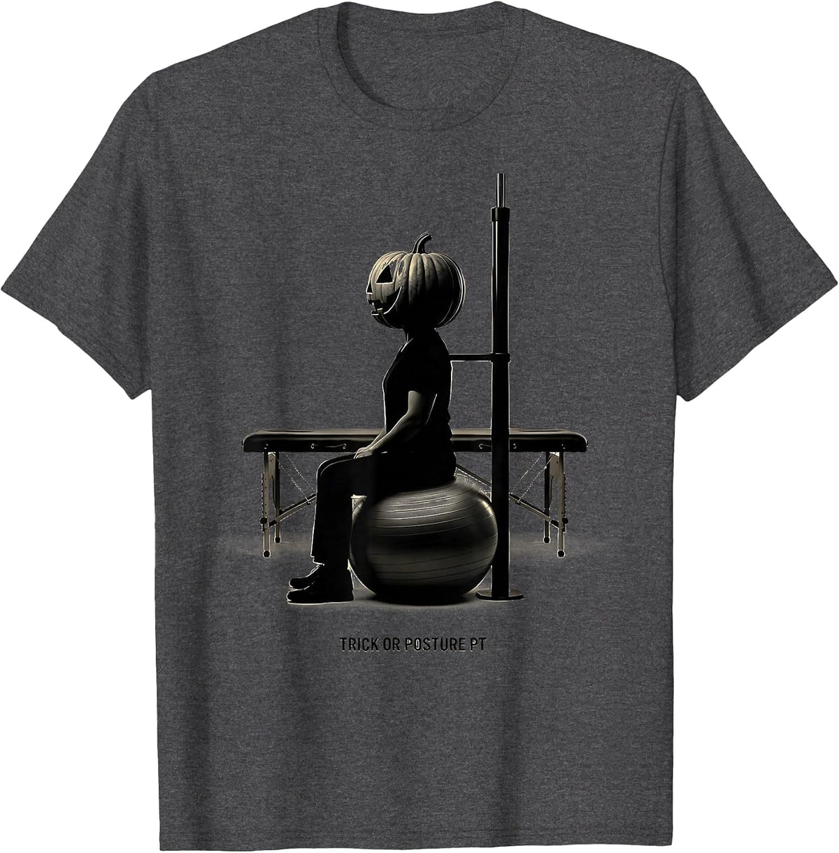 Trick Or Posture PT Funny Physical Therapy Halloween T-Shirt - Dark Heather Grey