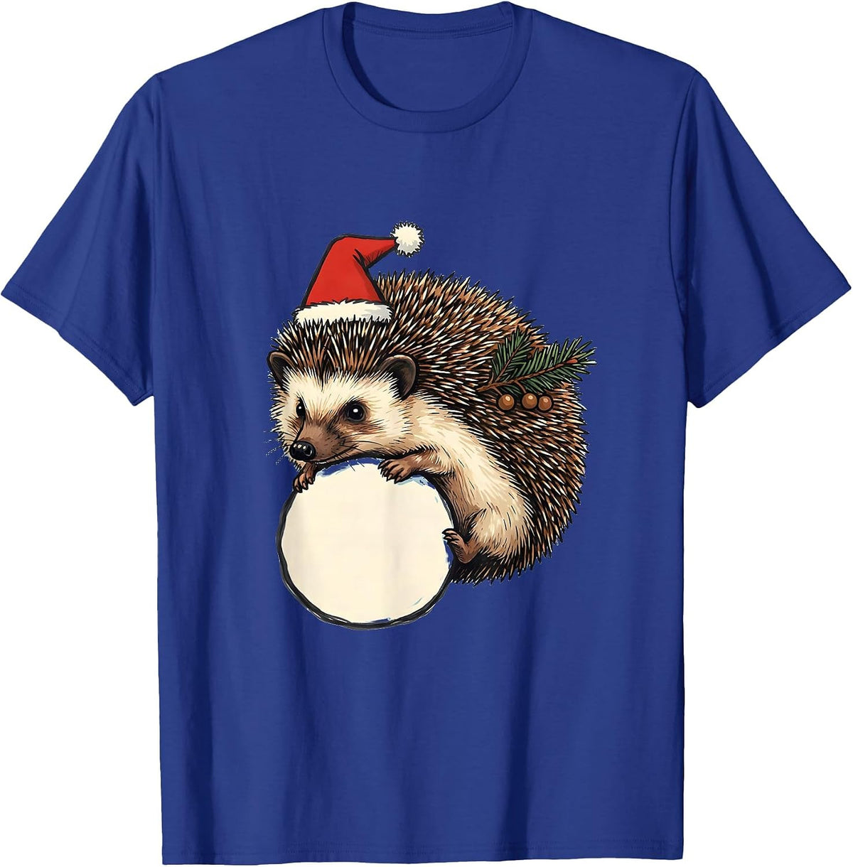 Hedgehog Rolling Snowball Cute Christmas Kids Gift T-Shirt - Royal Blue