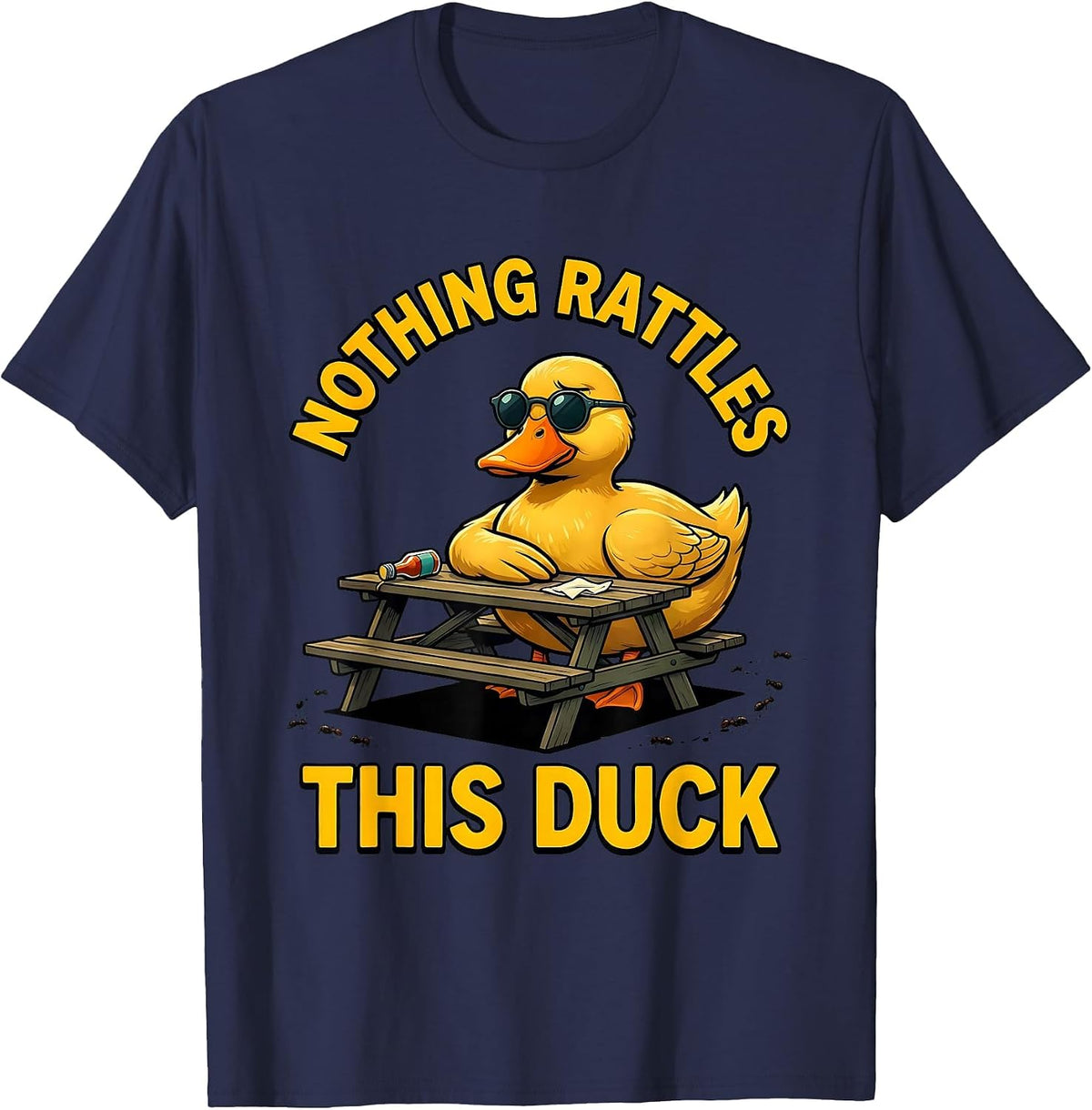 Nothing Rattles This Duck Funny Cartoon Duck Novelty Gift T-Shirt - Navy Blue