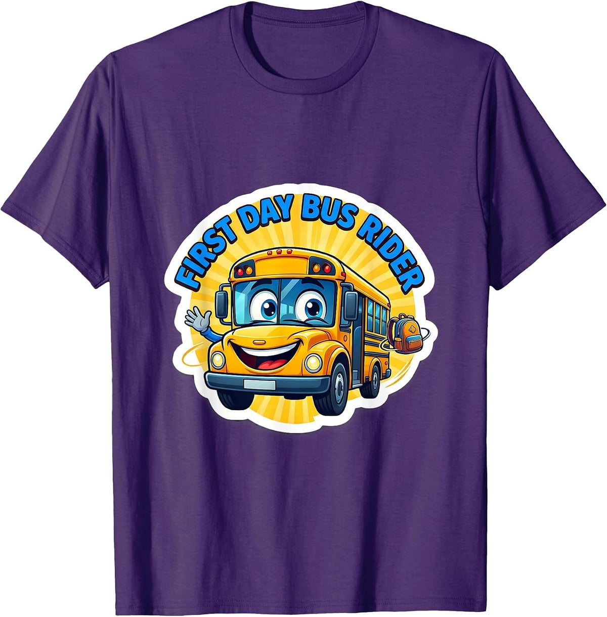 First Day Bus Rider Cute School Bus Driver Kids Novelty T-Shirt - Purple