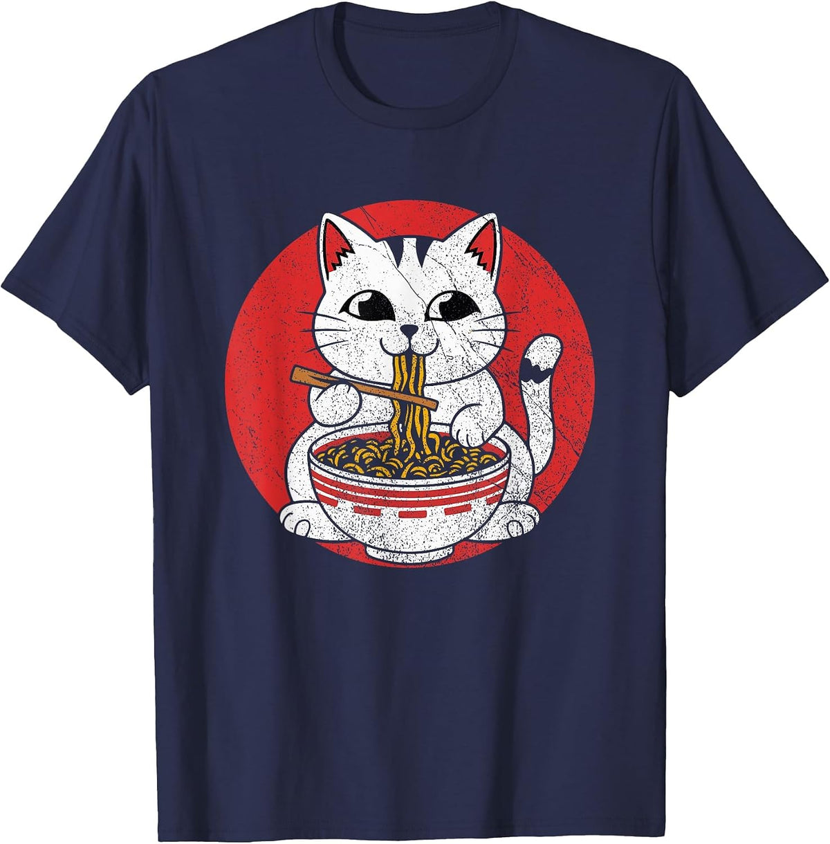 Ramen Cat T-Shirt - Navy Blue