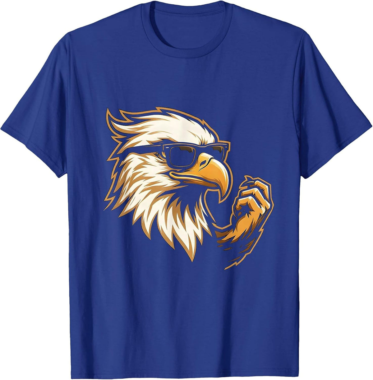Eagle Mascot Sunglasses Cheer Silhouette Novelty T-Shirt - Royal Blue
