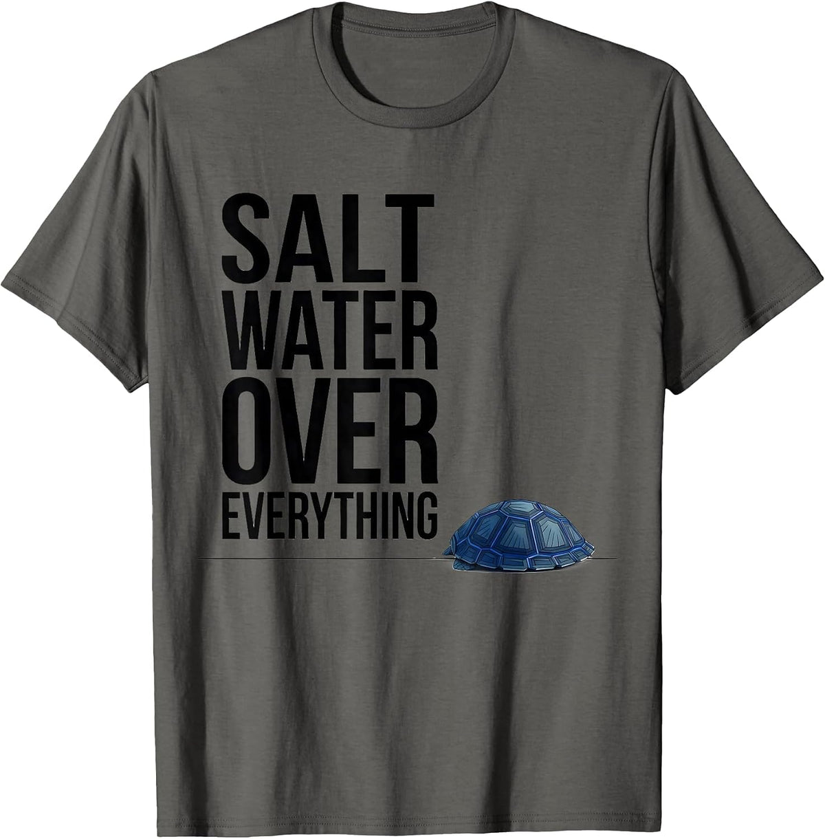 Salt Water Over Everything Swiss International Sea Turtle T-Shirt - Asphalt Grey