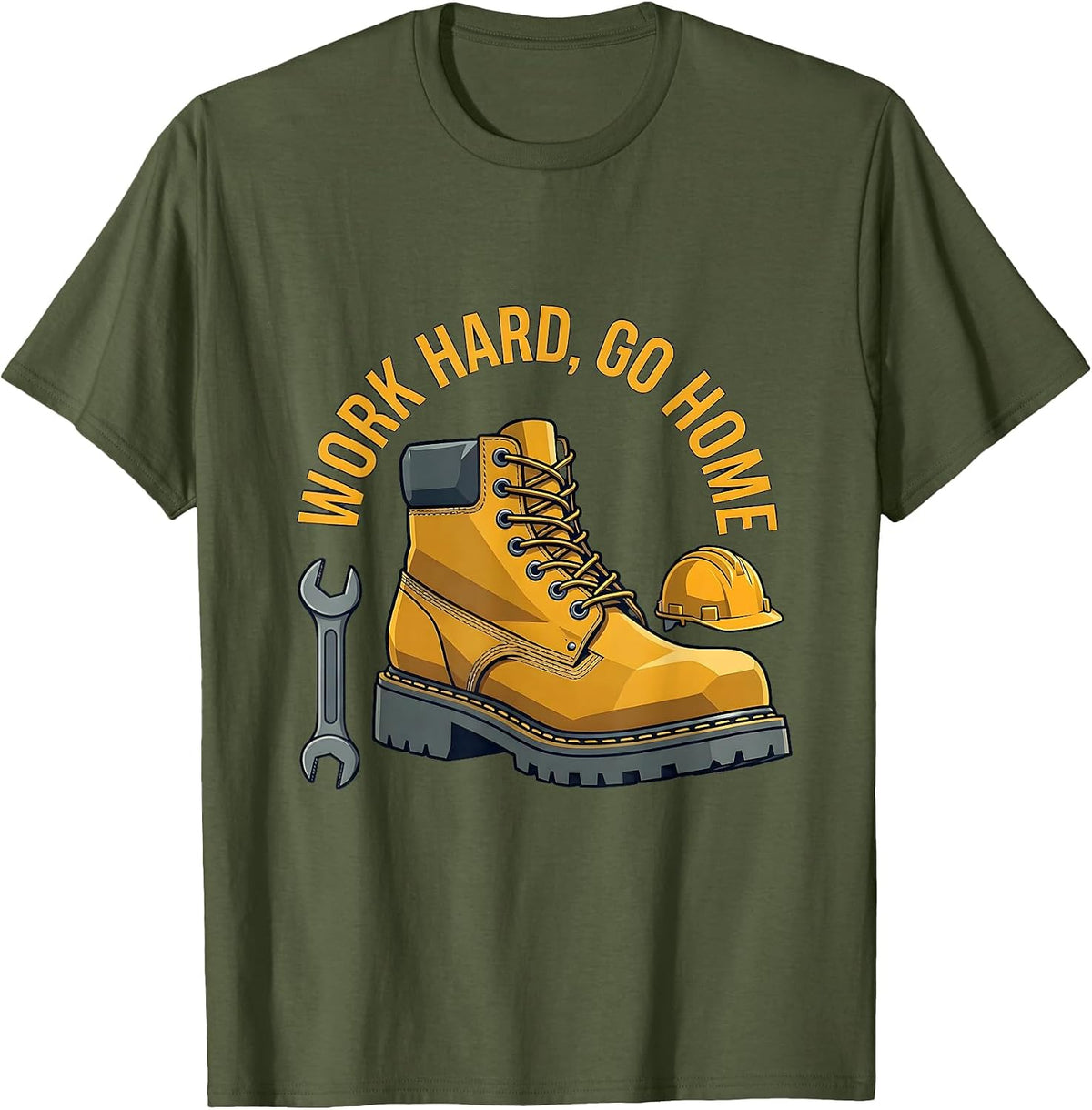 Work Hard Go Home Blue Collar Pride Design T-Shirt - Olive Green