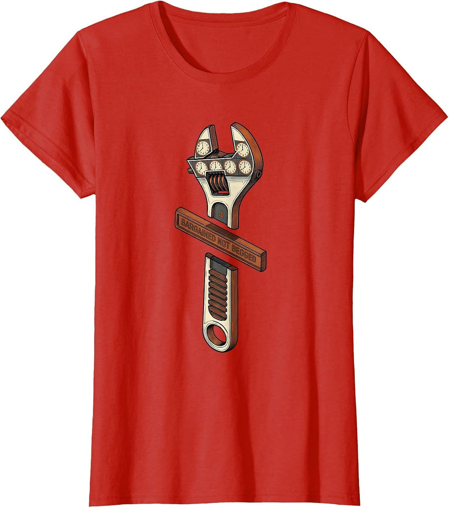 Women's Bargained, Not Begged Union Strong Labor Day Skilled Worker T-Shirt - Red