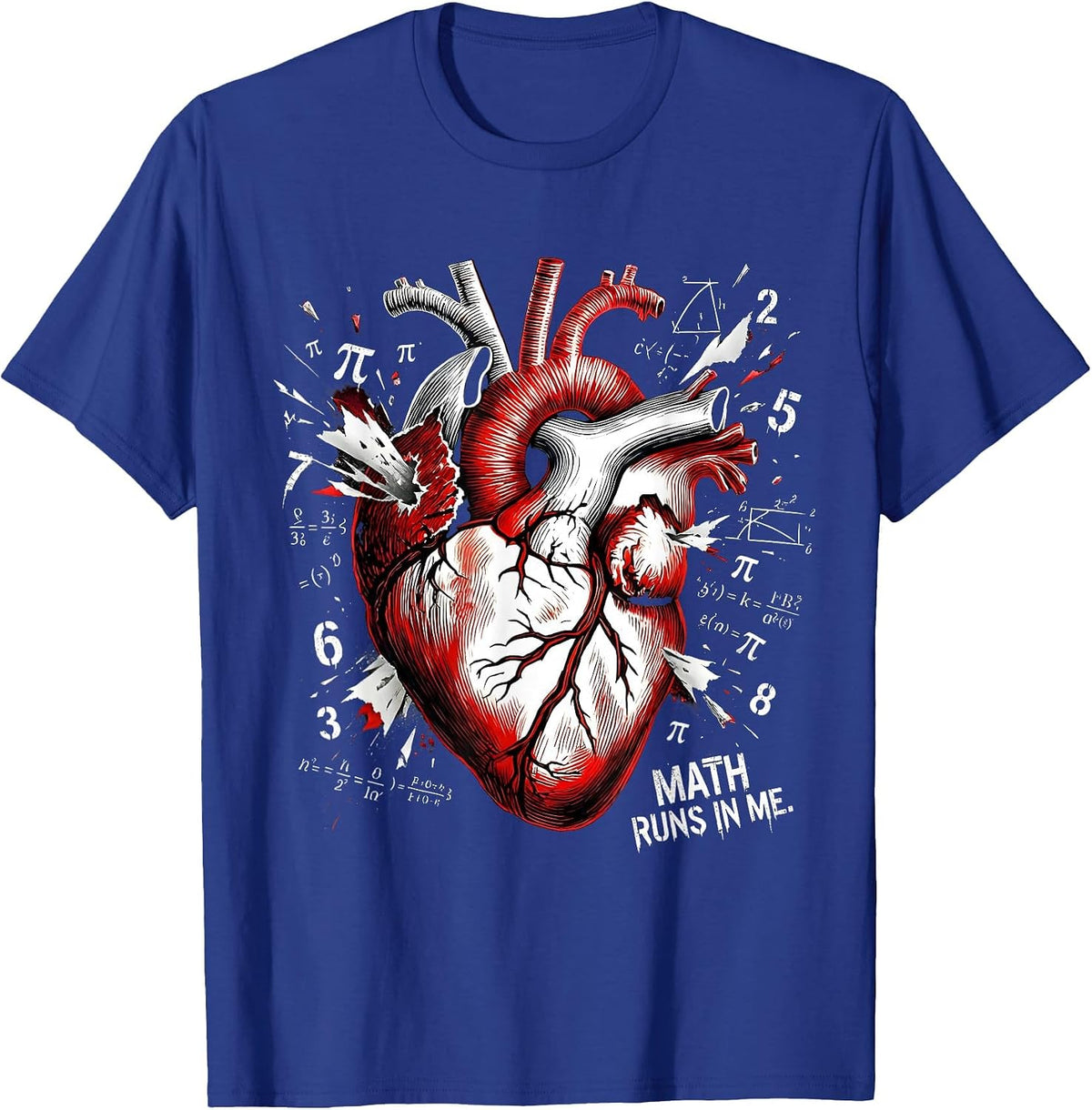 Math Runs In Me Math Teacher Design T-Shirt - Royal Blue