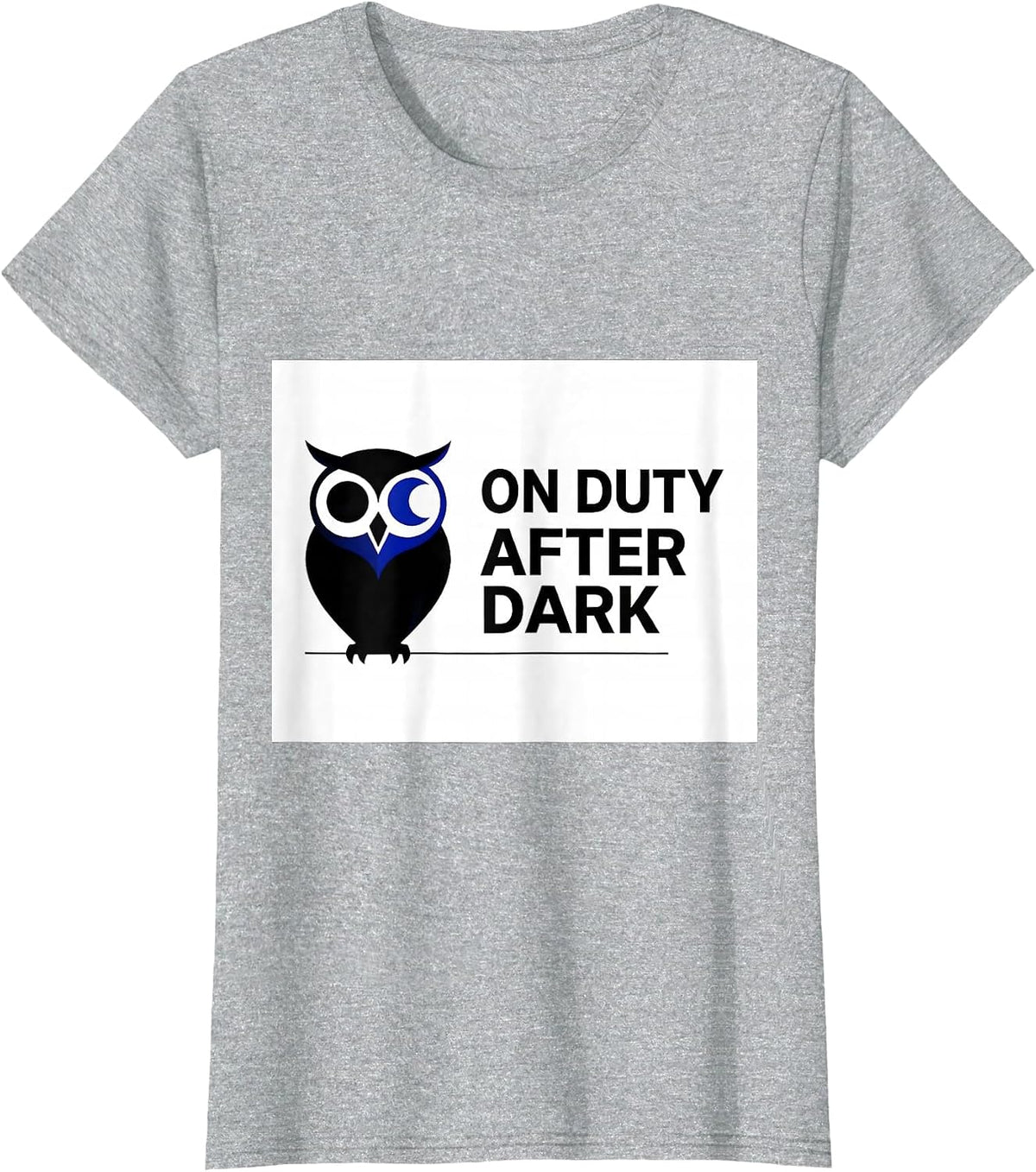 Women's On Duty After Dark Funny Owl Lover Retro Humor Bird T-Shirt - Heather Grey