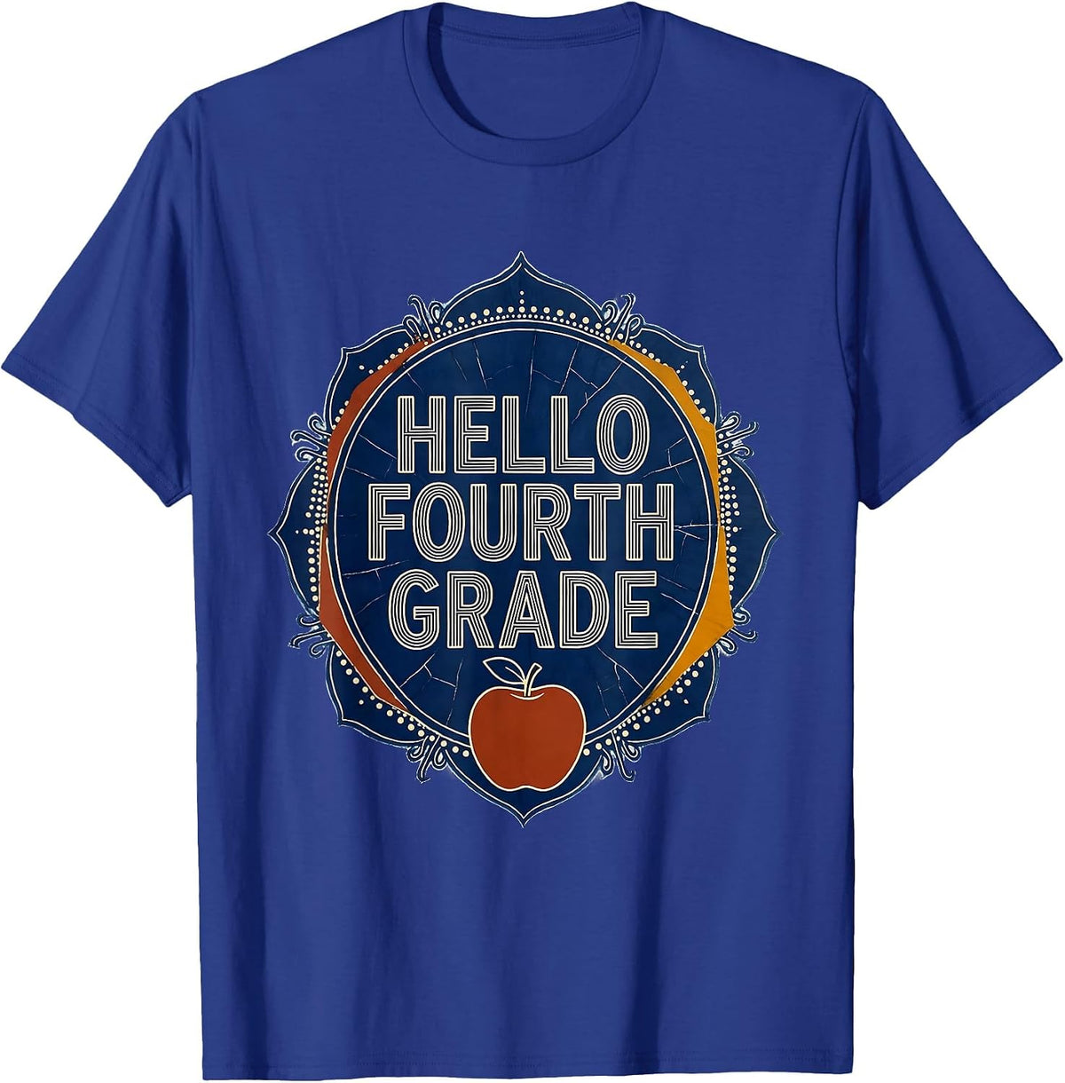 Men's Hello Fourth Grade Batik Tie Dye Back To School Grade Level T-Shirt - Royal Blue