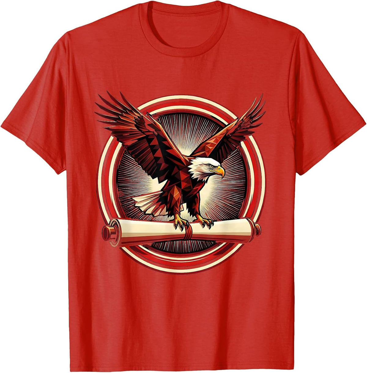 Men's Eagle on Parchment First Amendment Patriotic Design T-Shirt - Red