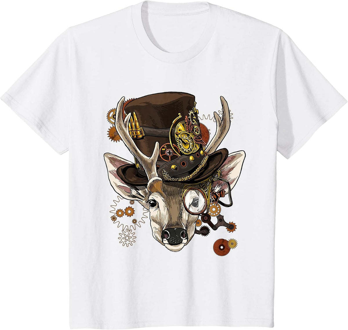Steampunk Deer Steampunk Deer Animal Lovers T-Shirt - White