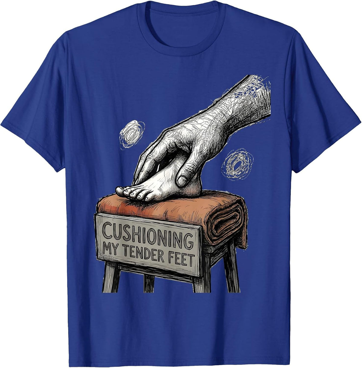 Men's Cushioning My Tender Feet Hand Sketch Nurse Healthcare T-Shirt - Royal Blue