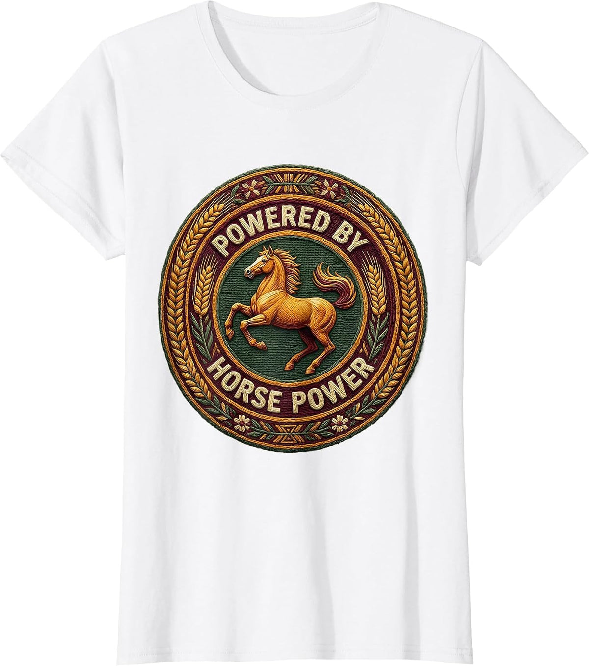Powered by Horse Power Equestrian Design T-Shirt - White
