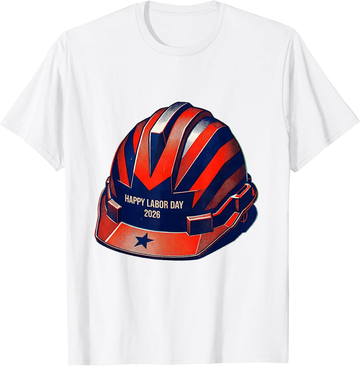 Men's Happy Labor Day 2026 Risograph Patriotic Union Worker Pride T-Shirt - White