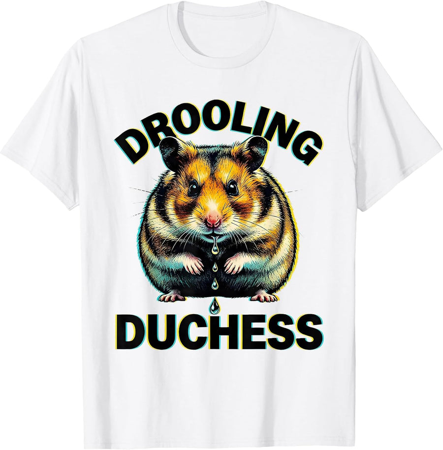 Men's Drooling Duchess Pop Art Hamster Meme Pet Lover Humor T-Shirt - White