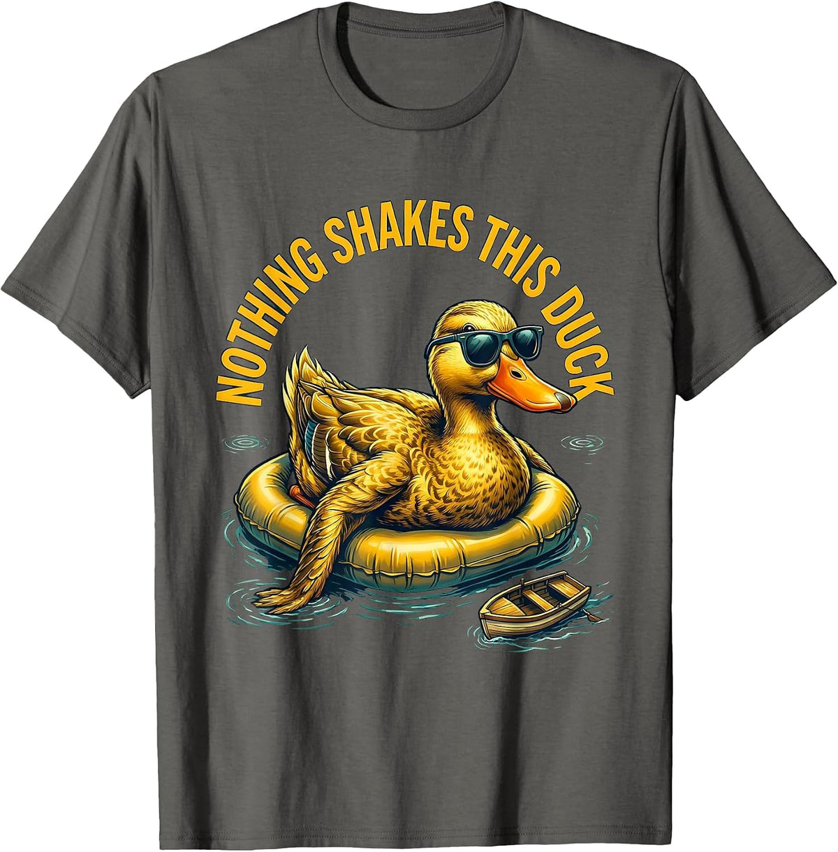 Nothing Shakes This Duck Funny Duck Sunglasses Novelty Gift T-Shirt - Asphalt Grey
