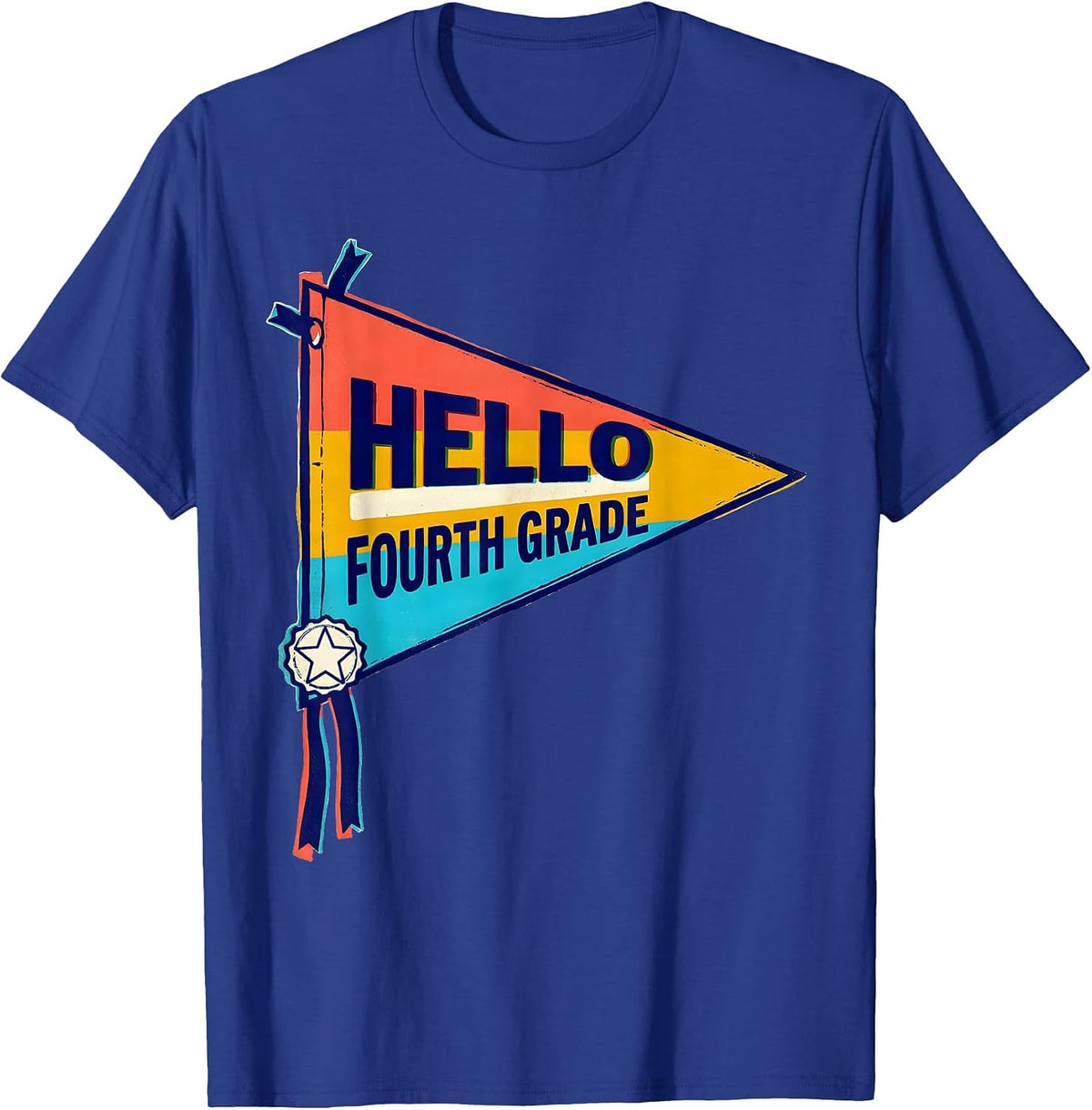 Hello Fourth Grade Tie Dye Back To School Classroom Pennant T-Shirt - Royal Blue