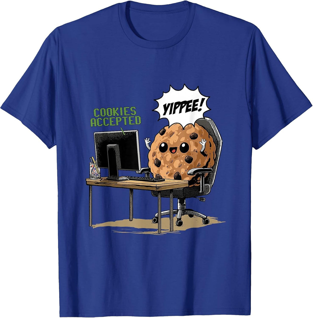 Cookies Accepted Nerd Shirt Funny Computer Internet Coder T-Shirt, Men, Royal Blue, X-Large - As Pictured