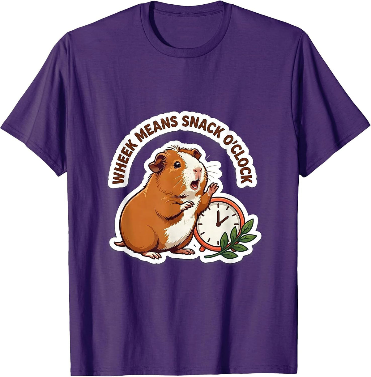 Men's Wheek Means Snack O’Clock Funny Guinea Pig Pet Lover Humor T-Shirt - Purple