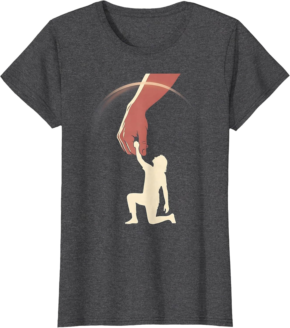 Women's Anti Bullying Hand Lifting Fallen Figure Graphic T-Shirt - Dark Heather Grey