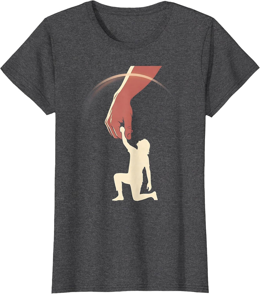 Women's Anti Bullying Hand Lifting Fallen Figure Graphic T-Shirt - Dark Heather Grey