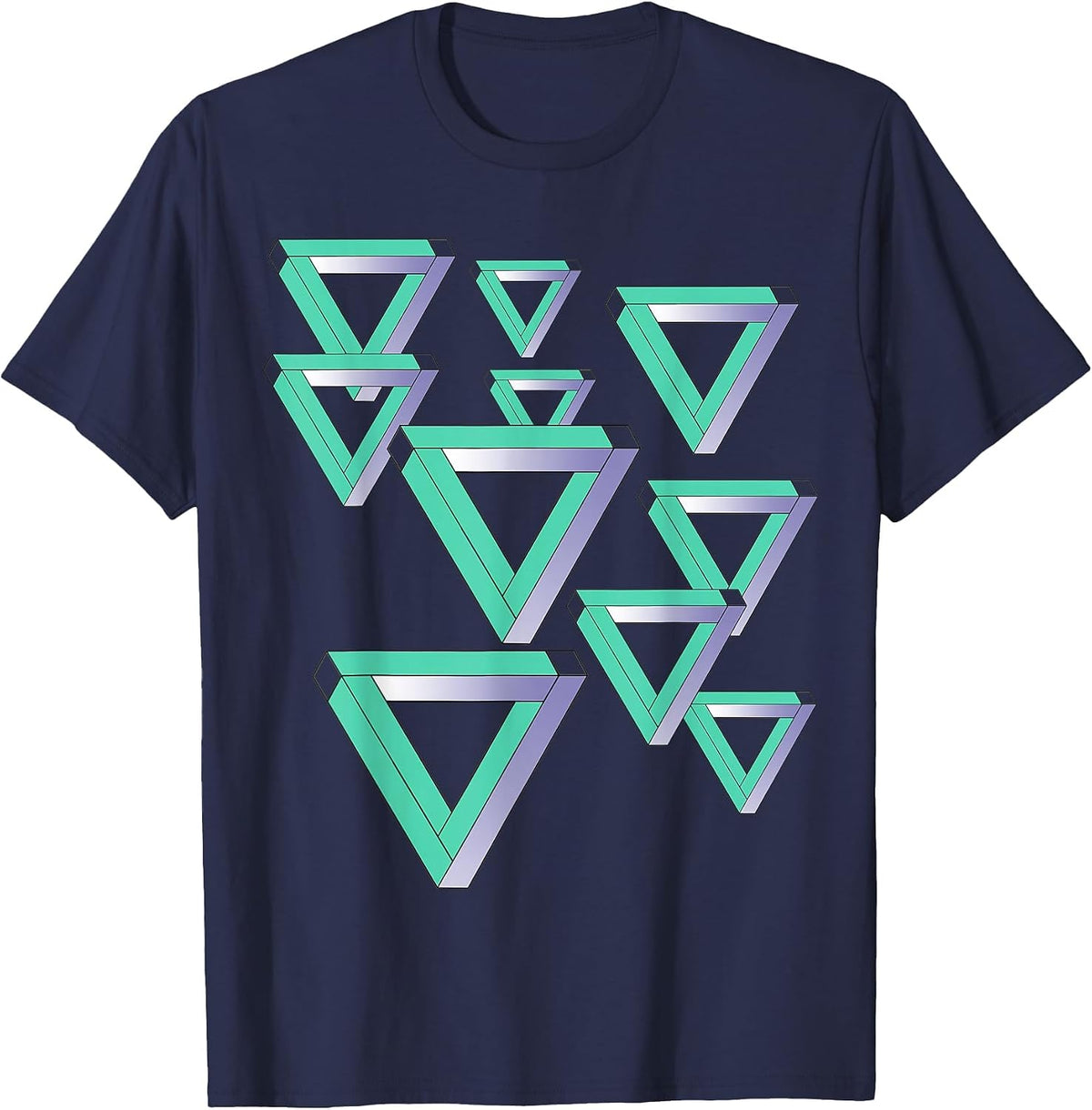 Funny Sheldon Nerdy Penrose Triangles Optical Illusion Geek T-Shirt - Navy Blue