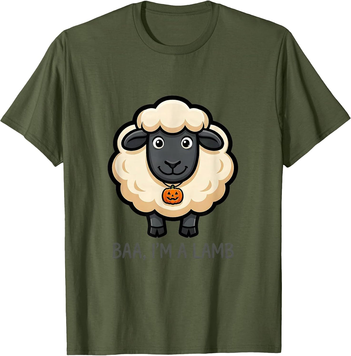 Baa I'm A Lamb Cute Sheep Halloween Costume Party Wear T-Shirt - Olive Green