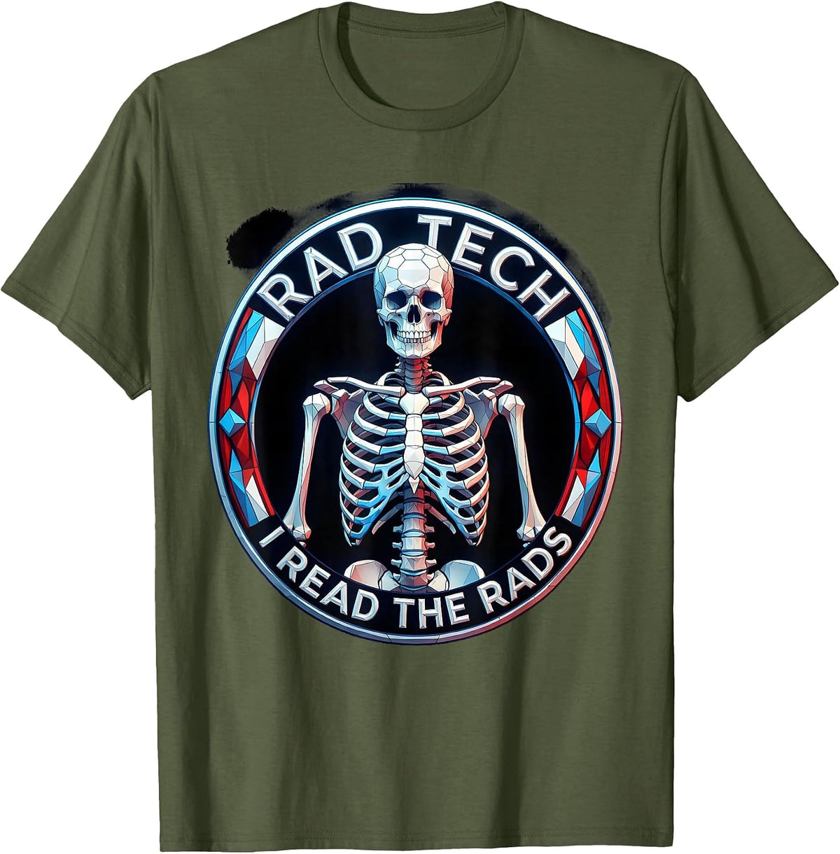 Rad Tech I Read The Rads Geometric Design T-Shirt - Olive Green