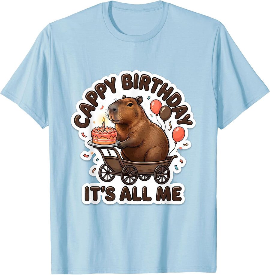 Men's Cappy Birthday It's All Me Kawaii Capybara Kids Party Gift T-Shirt - Baby Blue