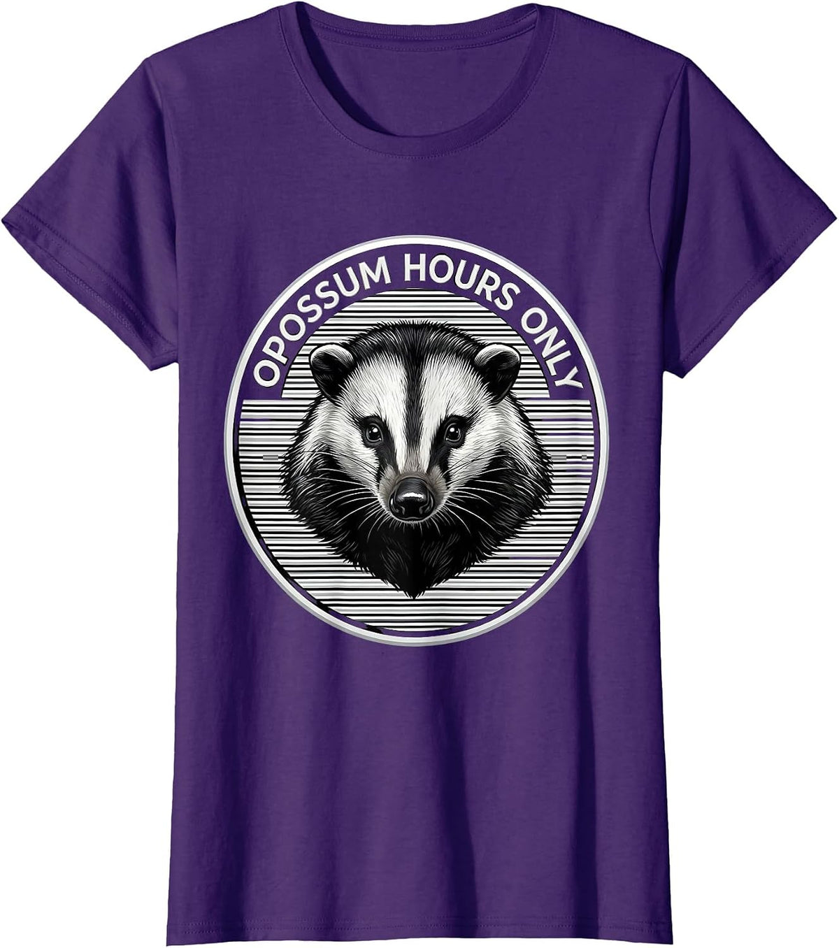 Women's Opossum Hours Only Funny Nocturnal Design T-Shirt - Purple