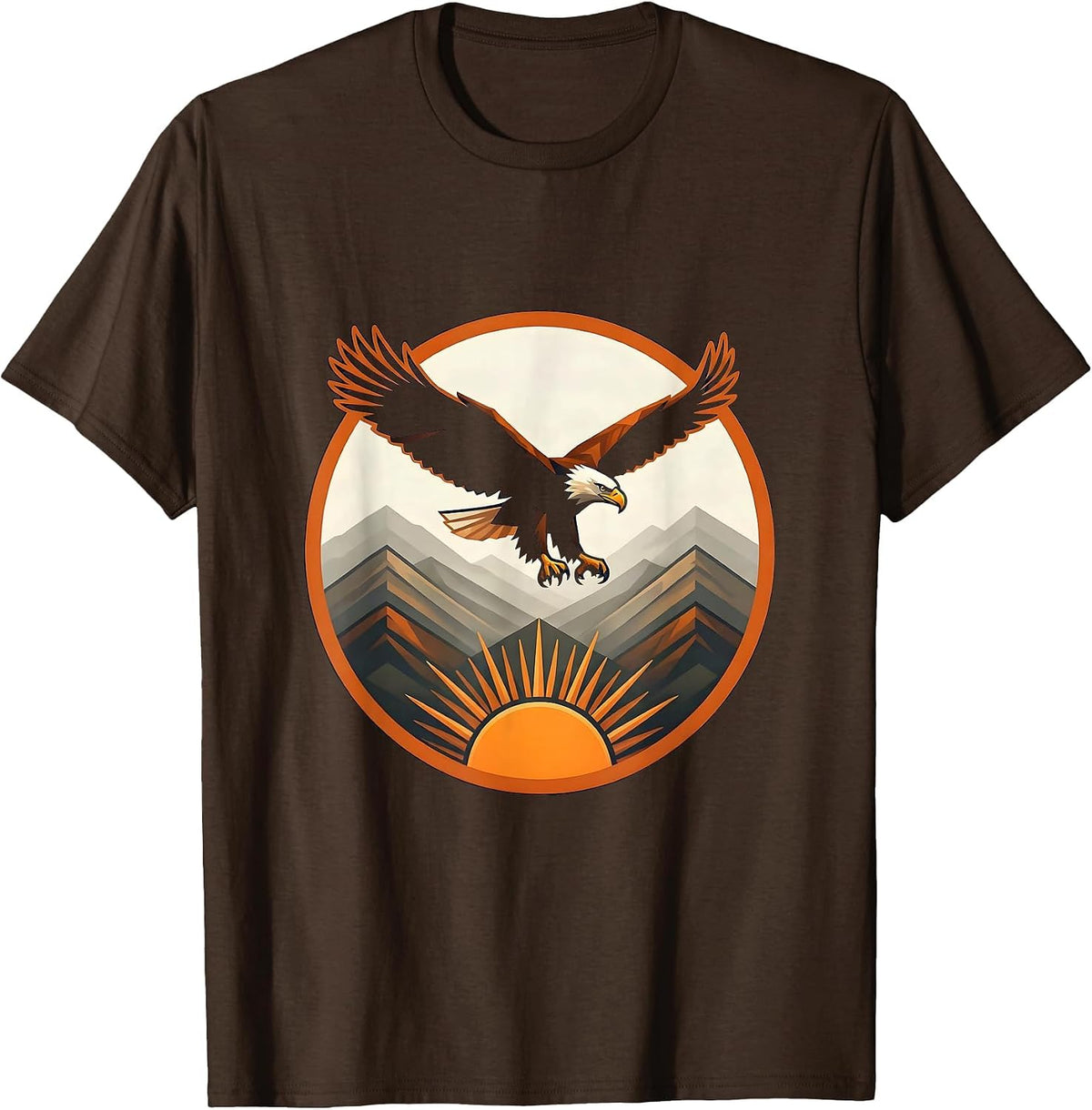Men's Eagle Soaring Over Misty Morning Valley T-Shirt - Brown