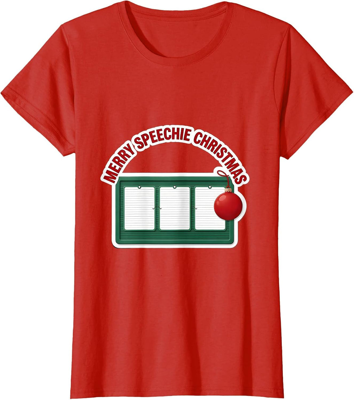 Merry Speechie Christmas Funny Speech Therapist SLP Holiday T-Shirt - Red