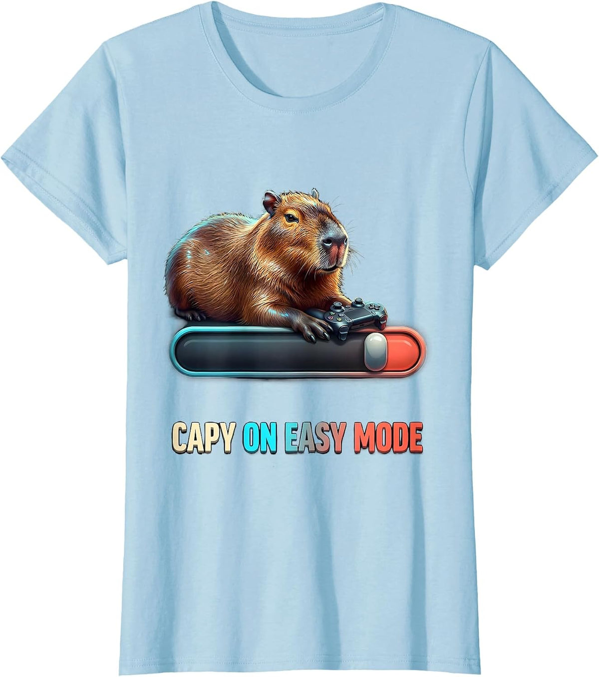 Capy On Easy Mode Funny Gamer Capybara Meme Birthday T-Shirt - Baby Blue