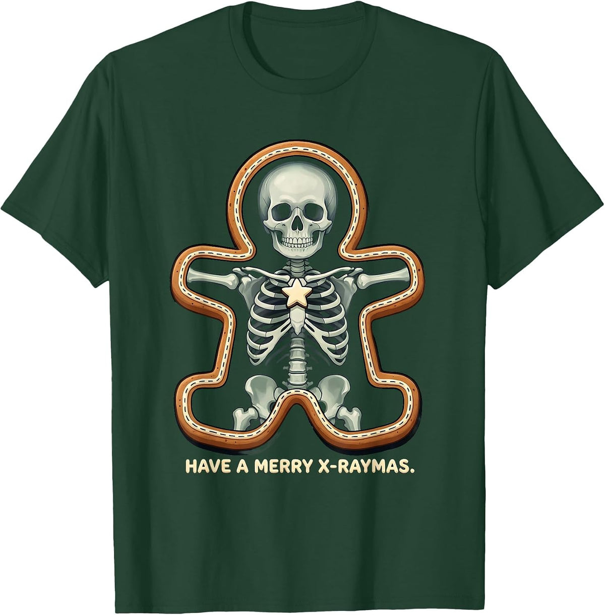 Have A Merry X-Raymas Cartoon Radiology Tech Christmas T-Shirt - Dark Green