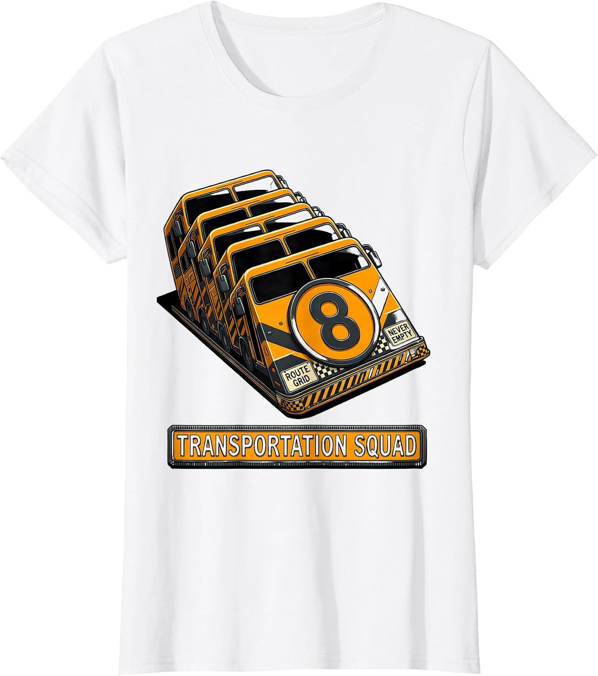 Transportation Squad Route Grid Never Empty School Bus T-Shirt - White