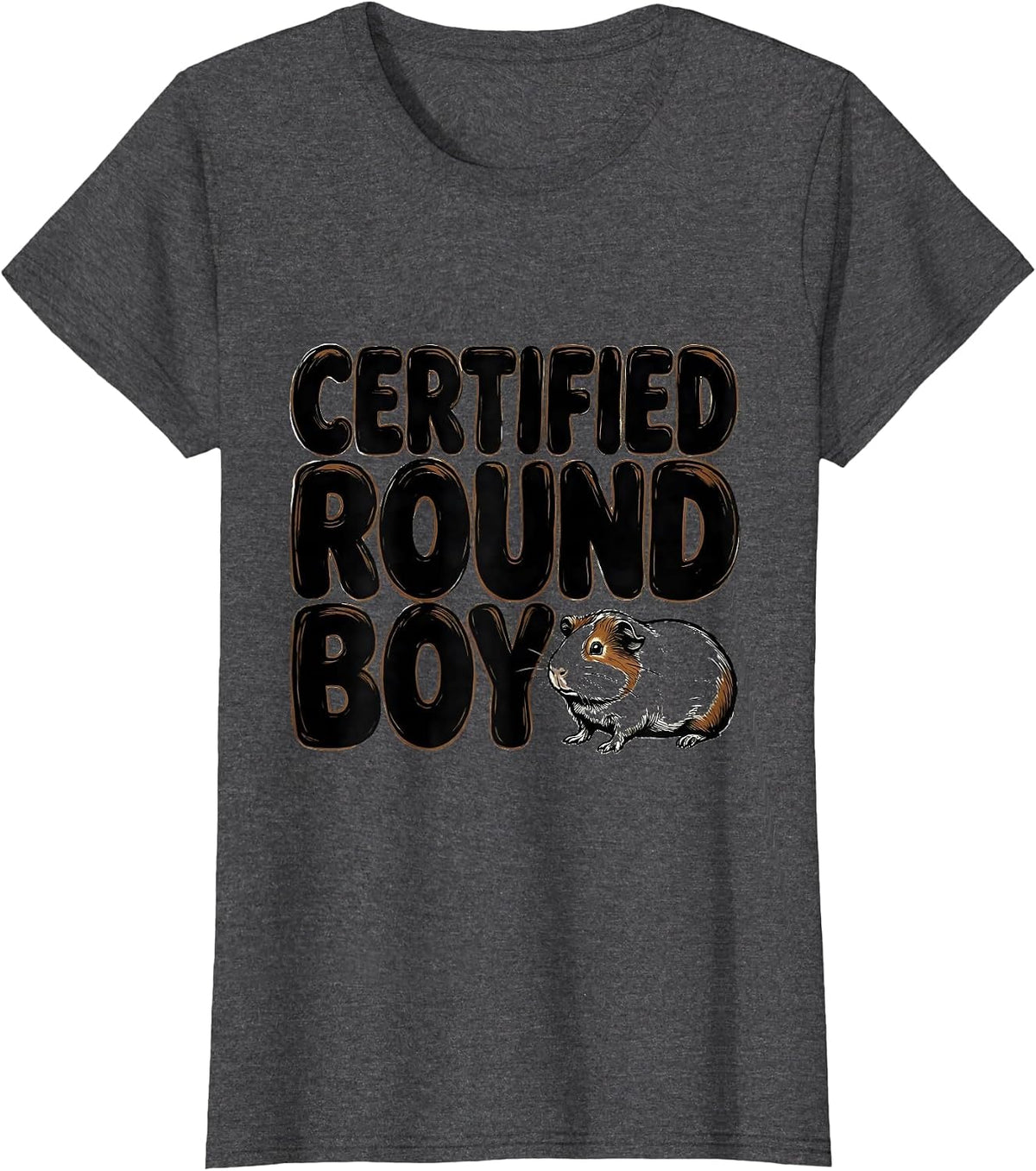 Women's Certified Round Boy Funny Guinea Pig Lover Pet Owner Humor T-Shirt - Dark Heather Grey