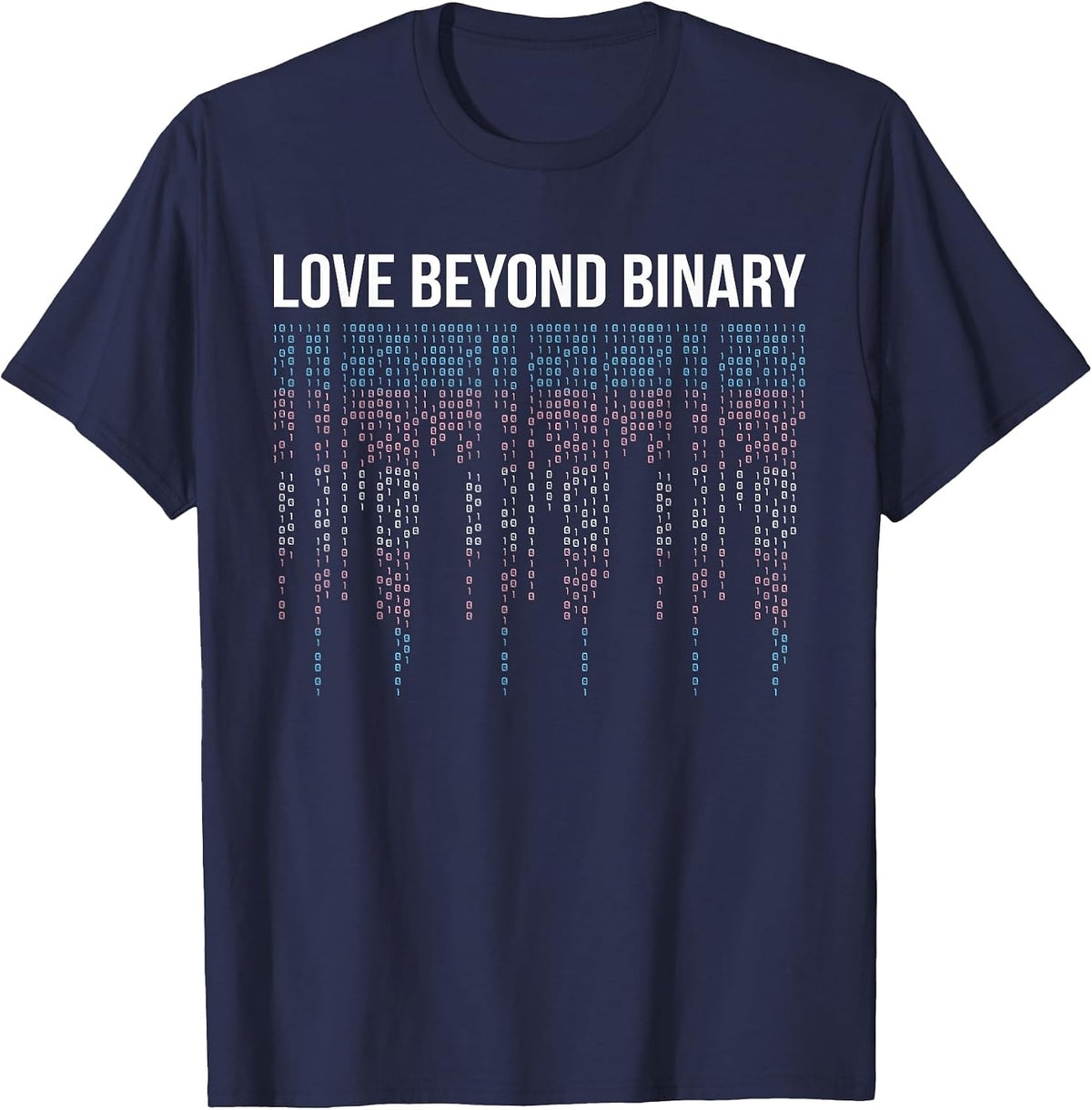 Binary Code Transgender LGBT-Q Gay Pride Coding Coder T-Shirt - Navy Blue