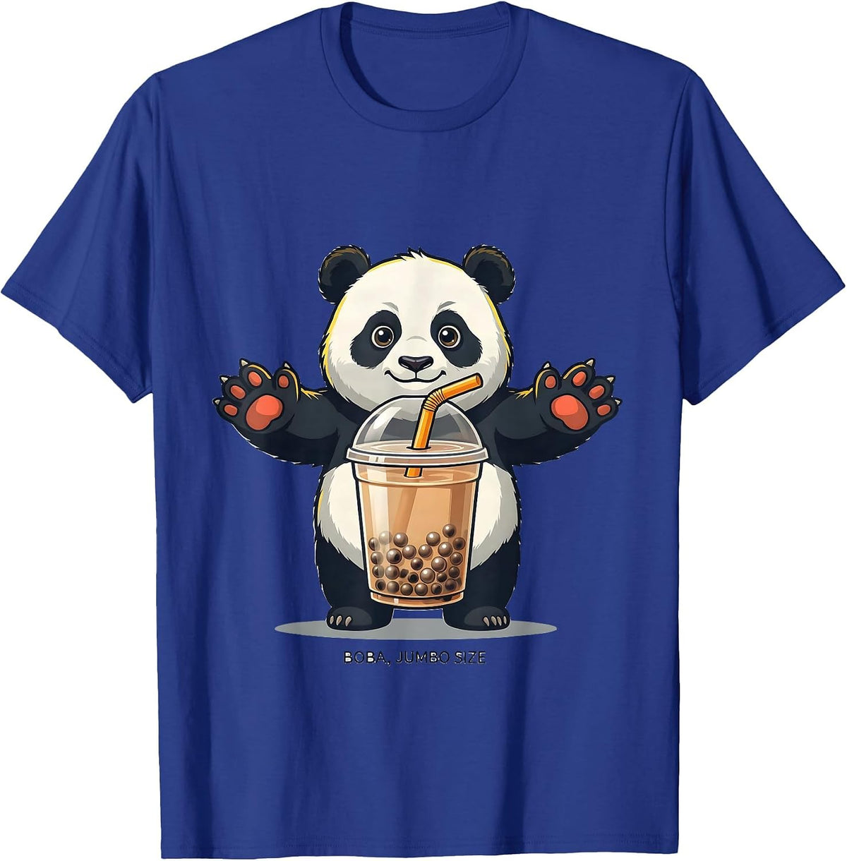 Boba, Jumbo Size Cute Kawaii Panda Bubble Tea Lover T-Shirt - Royal Blue