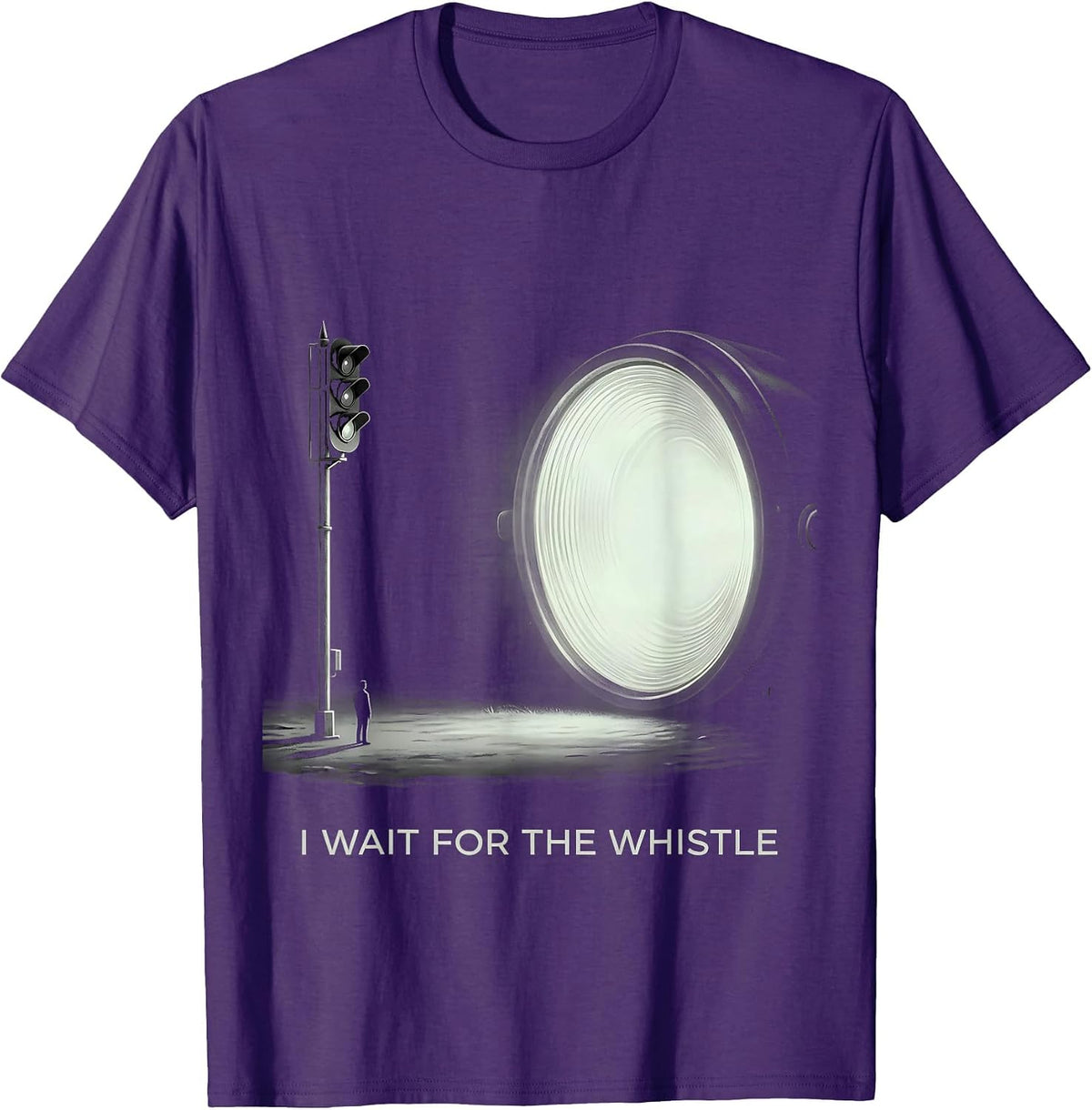 Men's I Wait For The Whistle Steam Locomotive Train Engineer T-Shirt - Purple