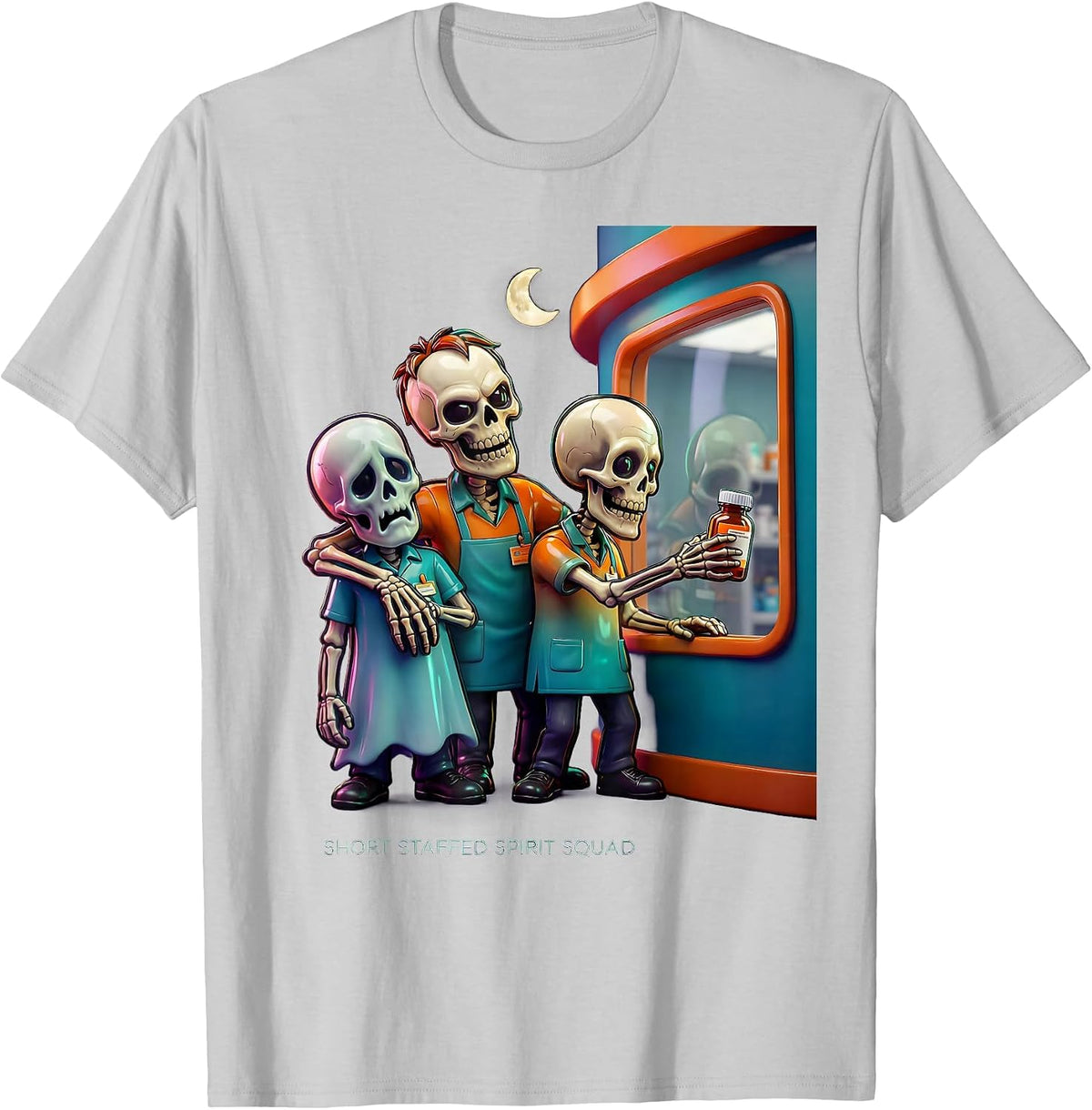 Men's Short Staffed Spirit Squad Funny Pharmacy Technician T-Shirt - Silver Grey