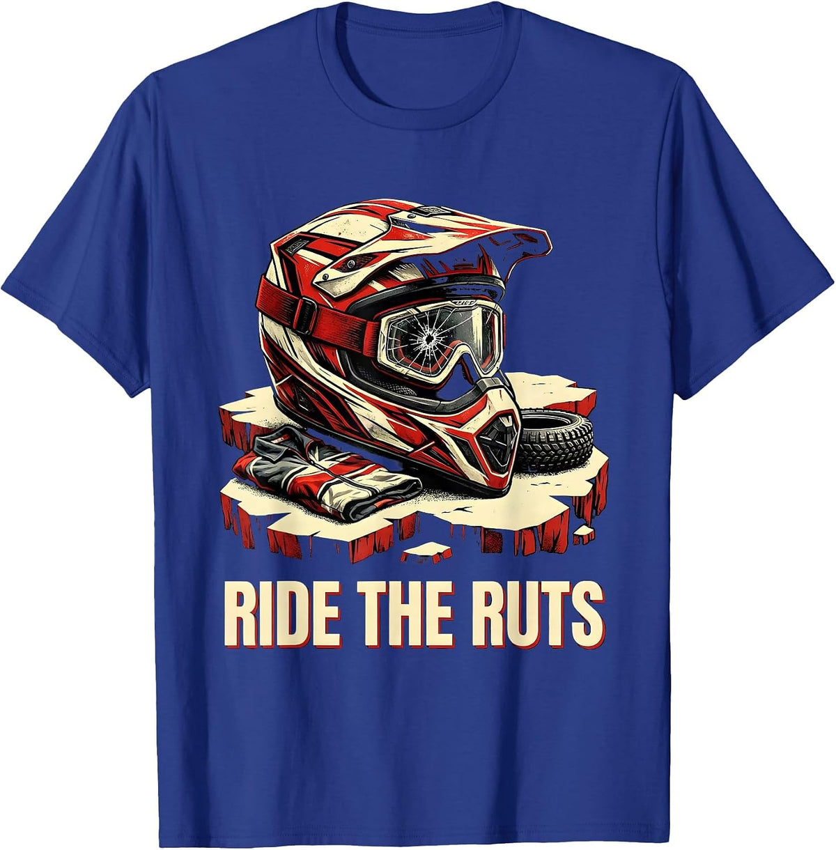 Ride The Ruts Motocross Helmet Dirt Bike Rider Pride T-Shirt - Royal Blue