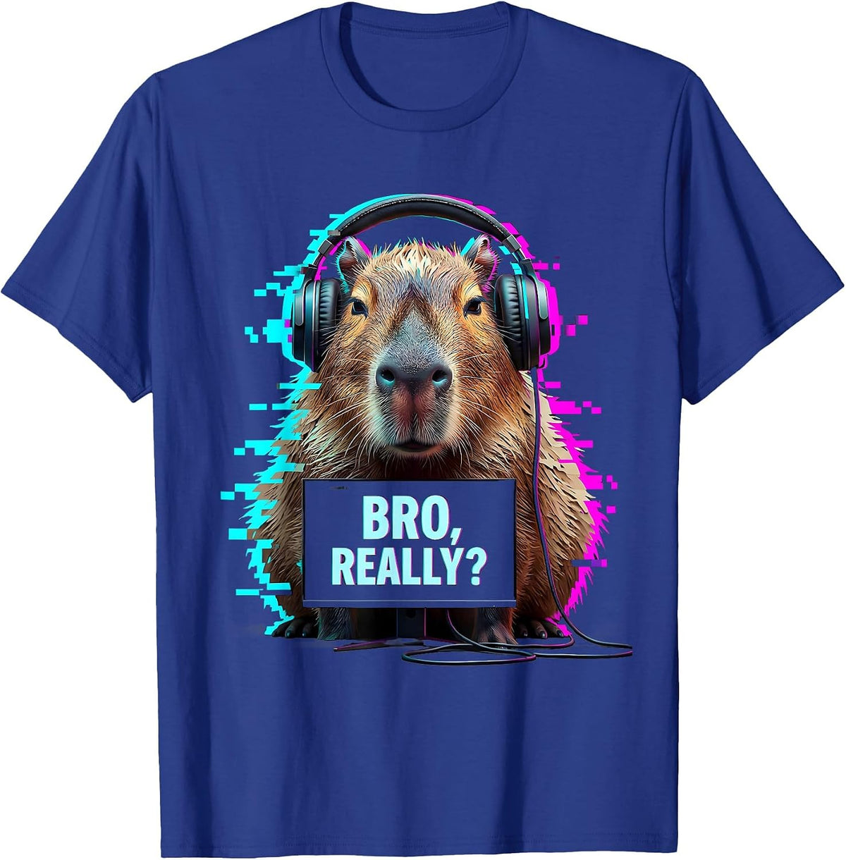 Men's BRO, REALLY? Funny Capybara Gamer Meme Humor T-Shirt - Royal Blue