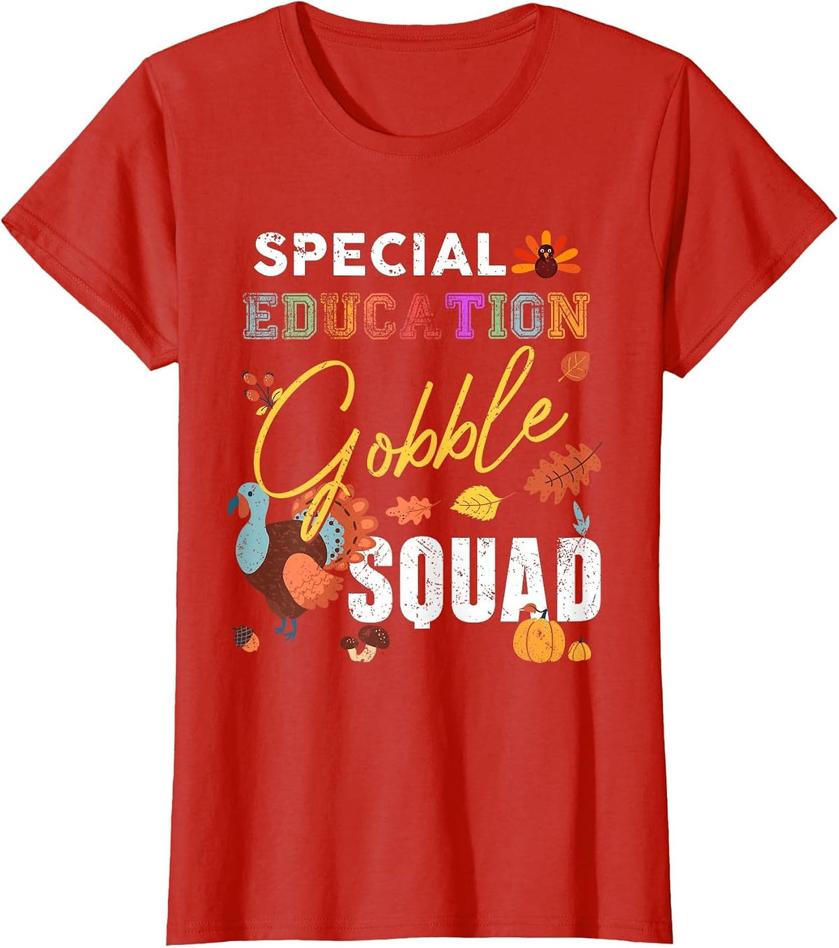 Special Education Gobble Squad Thanksgiving Matching T-Shirt - Red